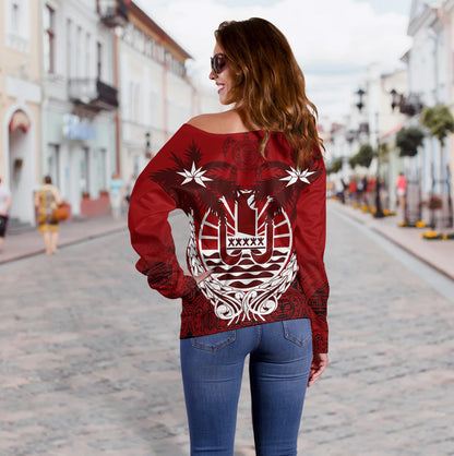 Tahiti Off Shoulder Sweatshirt Polynesian Coconut