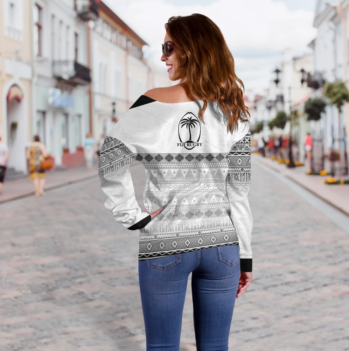 Fiji Off Shoulder Sweatshirt Fijian Rugby Style