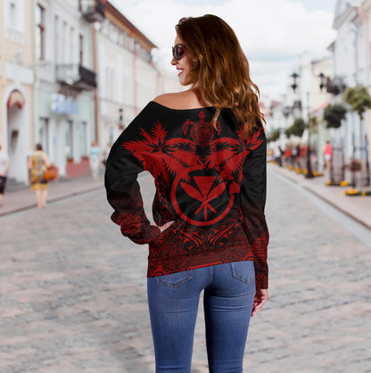 Hawaii Off Shoulder Sweatshirt Polynesian Coconut