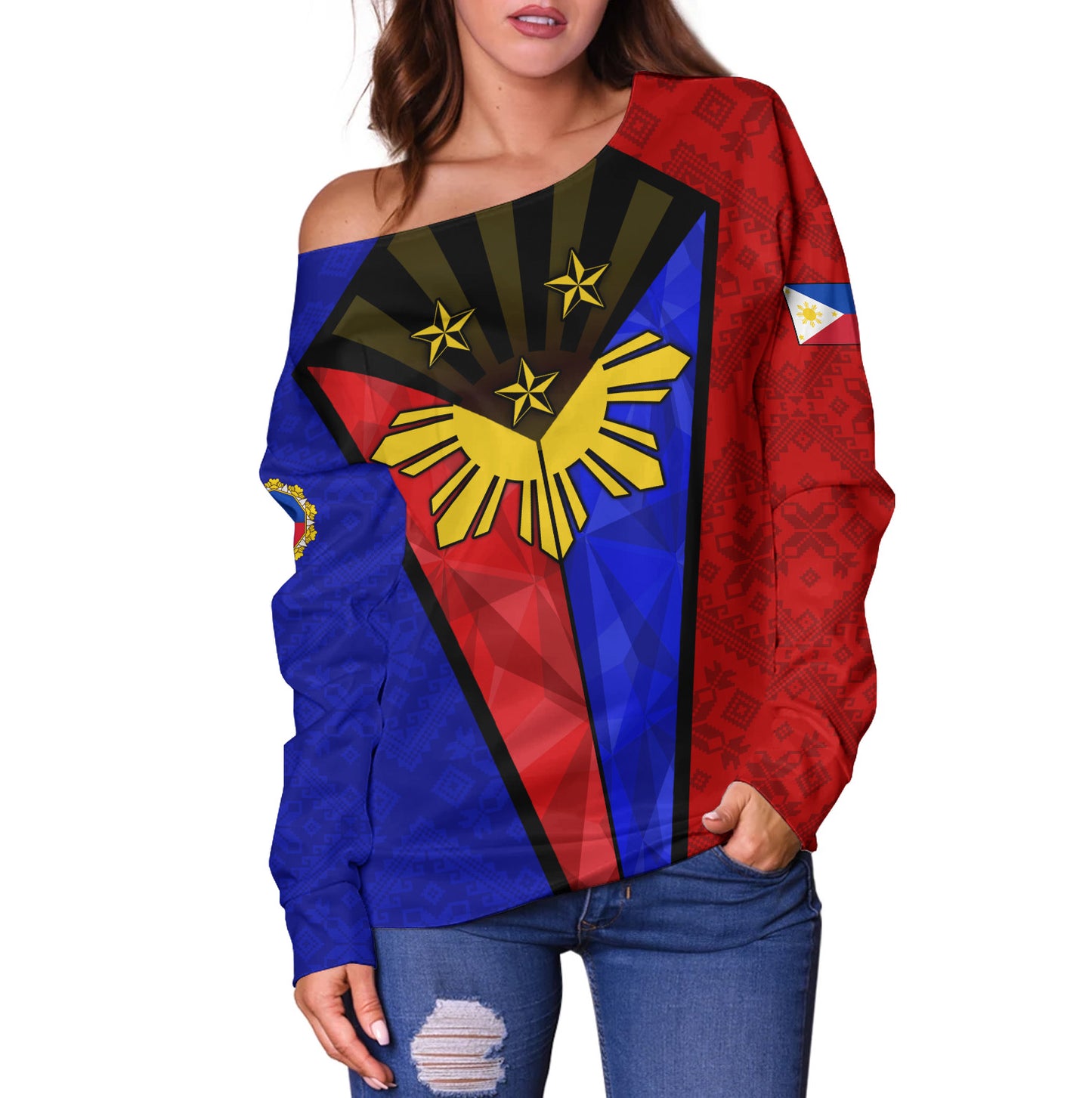 Philippines Filipinos Off Shoulder Sweatshirt Filipinos Super Styles