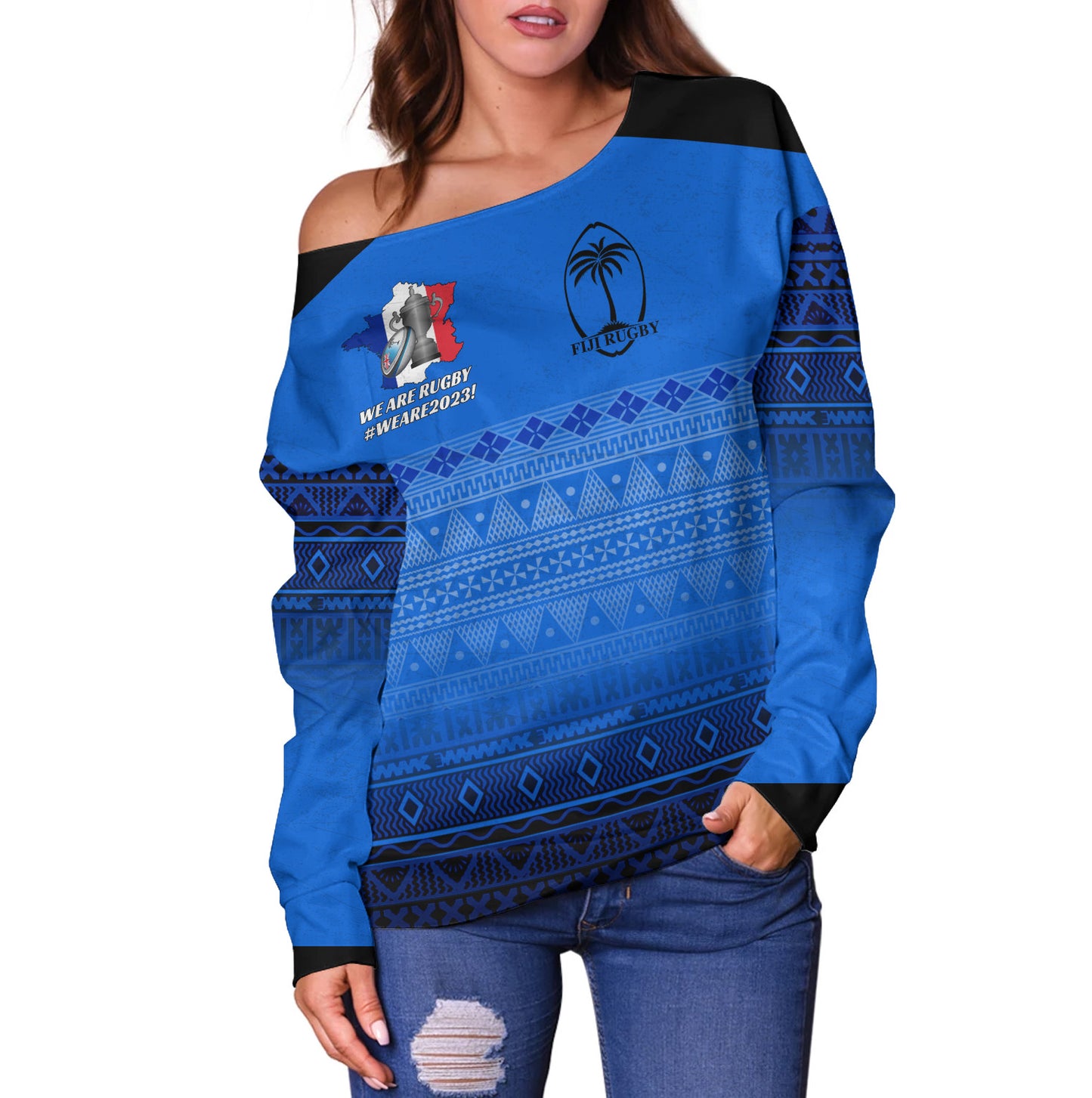 Fiji Off Shoulder Sweatshirt Fijian Rugby Style