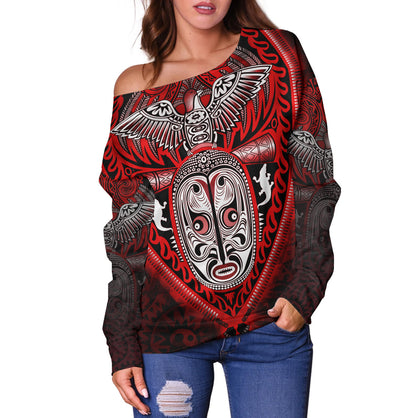 Papua New Guinea Off Shoulder Sweatshirt Bird Of Paradise Papua New Guinea Tribal Tattoo Patterns