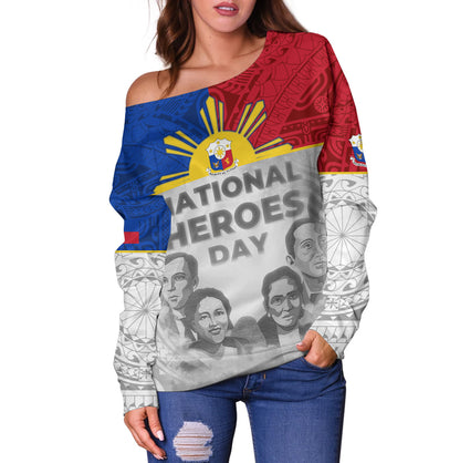 Philippines Filipinos Off Shoulder Sweatshirt National Heroes Day