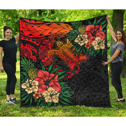 Hawaii Polynesian Turtle Tropical Premium Quilt