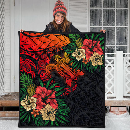 Hawaii Polynesian Turtle Tropical Premium Quilt