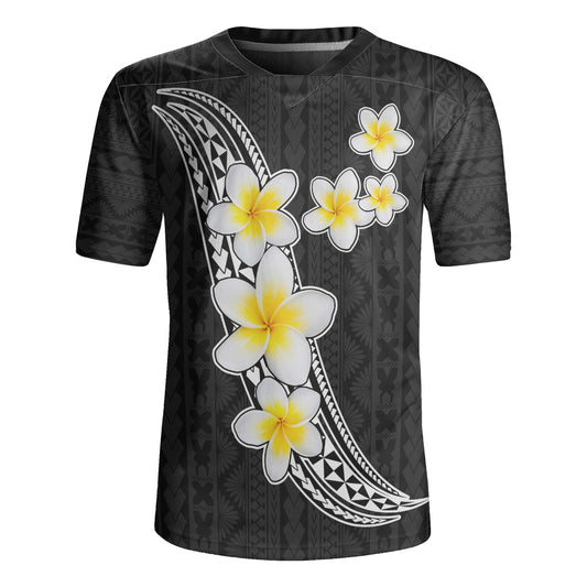 Hawaii Rugby Jersey Polynesian Pattern And Plumeria