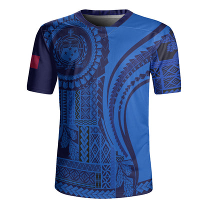 Samoa Rugby Jersey Seal Samoan Siapo Blue Design