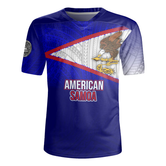 American Samoa Flag Color With Traditional Patterns Men's All Over Printing Rugby Jersey