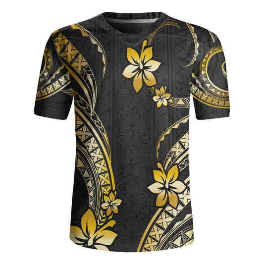 Hawaii Rugby Jersey Polynesian Pattern Plumeria
