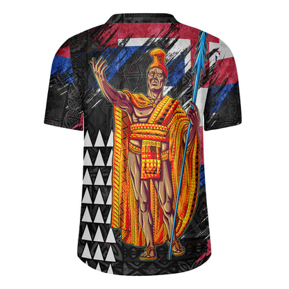 Hawaii Rugby Jersey  Hawaii King Grunge Style Color Flag Style