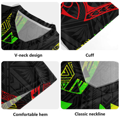 Hawaii Rugby Jersey Kanaka Maoli Polynesian Pattern Reggae Color