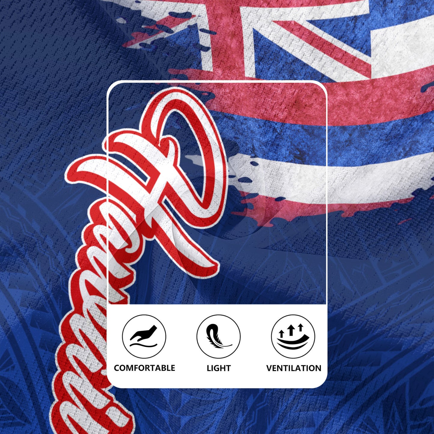 Hawaii Rugby Jersey Hawaii Flag Blue Color Polynesian Patterns Grunge Style