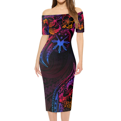 Philippines Filipinos Combo Short Sleeve Dress And Shirt Rainbow Style