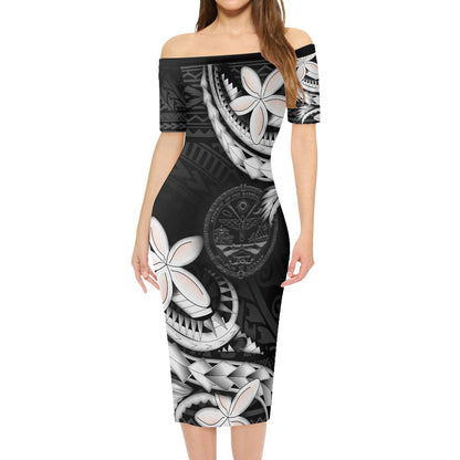 Marshall Islands Combo Short Sleeve Dress And Shirt Polynesian Patterns Plumeria Flowers Special Style