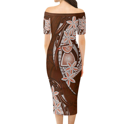 Guam Combo Short Sleeve Dress And Shirt  Latte Stone Plumeria Flowers