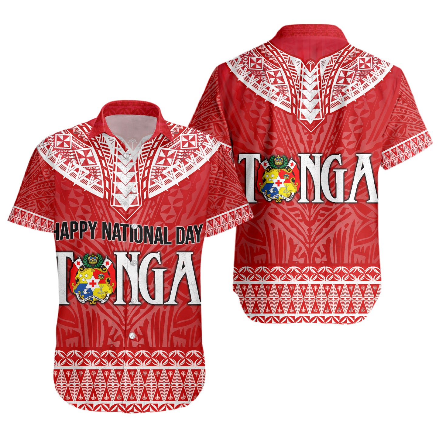 Tonga Custom Personalised Short Sleeve Shirt Happy National Day
