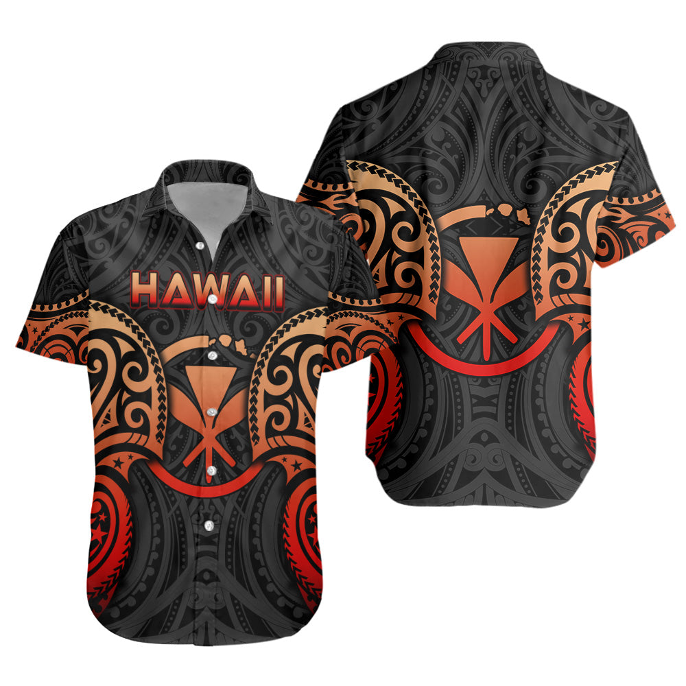 Hawaii Short Sleeve Shirt Custom Personalised Spirit Red Version