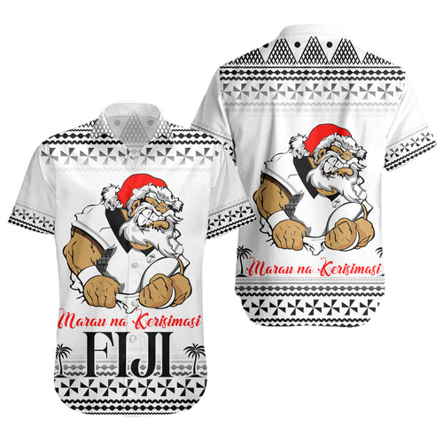Fiji Short Sleeve Shirt Marau na Kerisimasi Rugby Santa Style