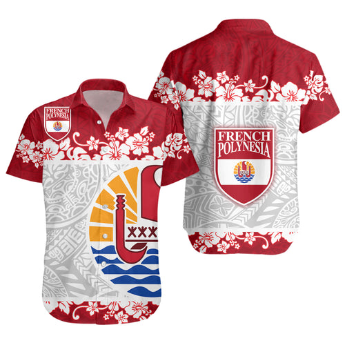 French Polynesia Short Sleeve Shirt Seal With Plumeria Flowers Polynesia Patterns