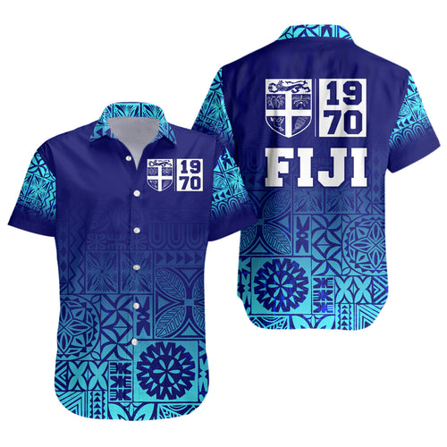 Fiji Short Sleeve Shirt Fiji Independence 1970 Tapa Style