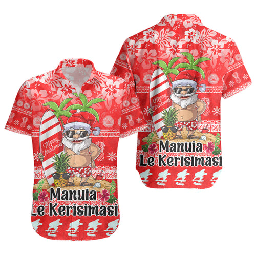 American Samoa Short Sleeve Shirt Manuia Le Kerisimasi Tropical Xmas Patterns