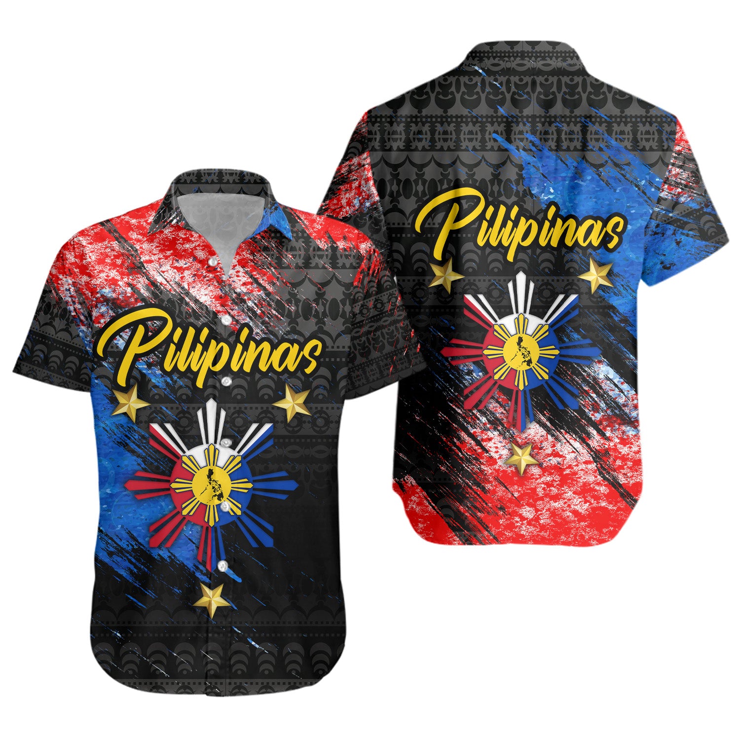 Philippines Filipinos Short Sleeve Shirt Pilipinas Sun Grunge Style