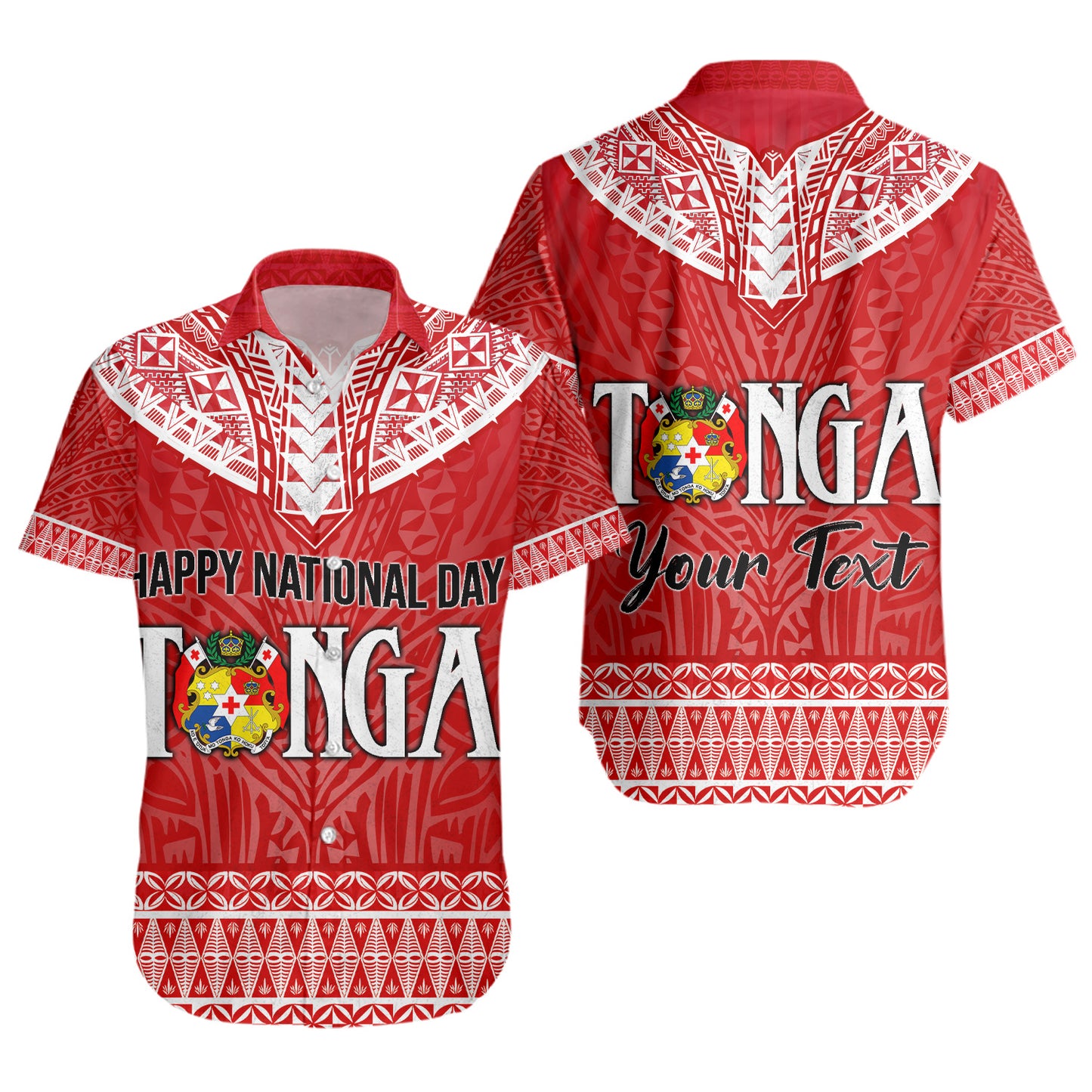Tonga Custom Personalised Short Sleeve Shirt Happy National Day