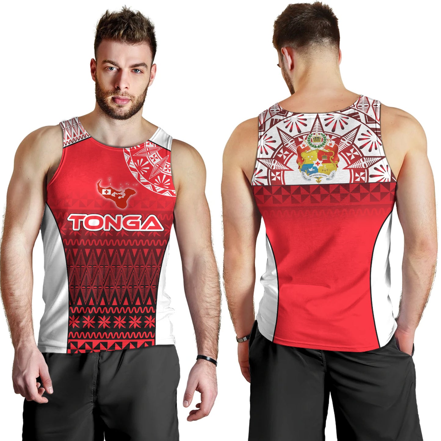 Tonga Custom Personalised Tank Top Map Tongan Ngatu Gradient Style