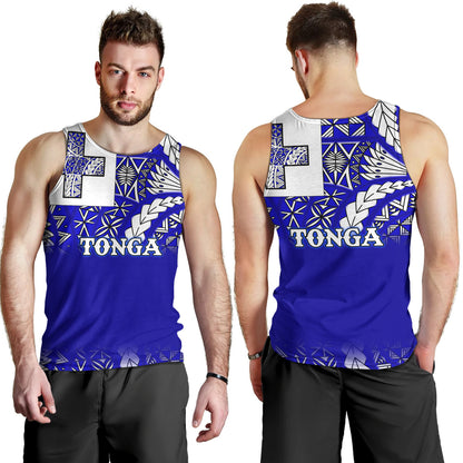 Tonga Tank Top Tonga Blue Color With Traditional Patterns