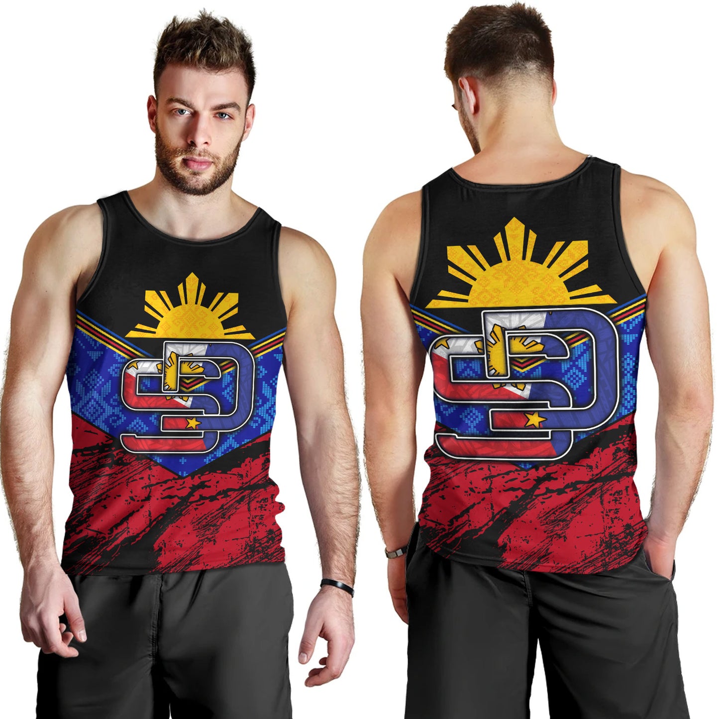 Philippines Filipinos Tank Top San Diego Filipino Grunge Brush Stroke Style