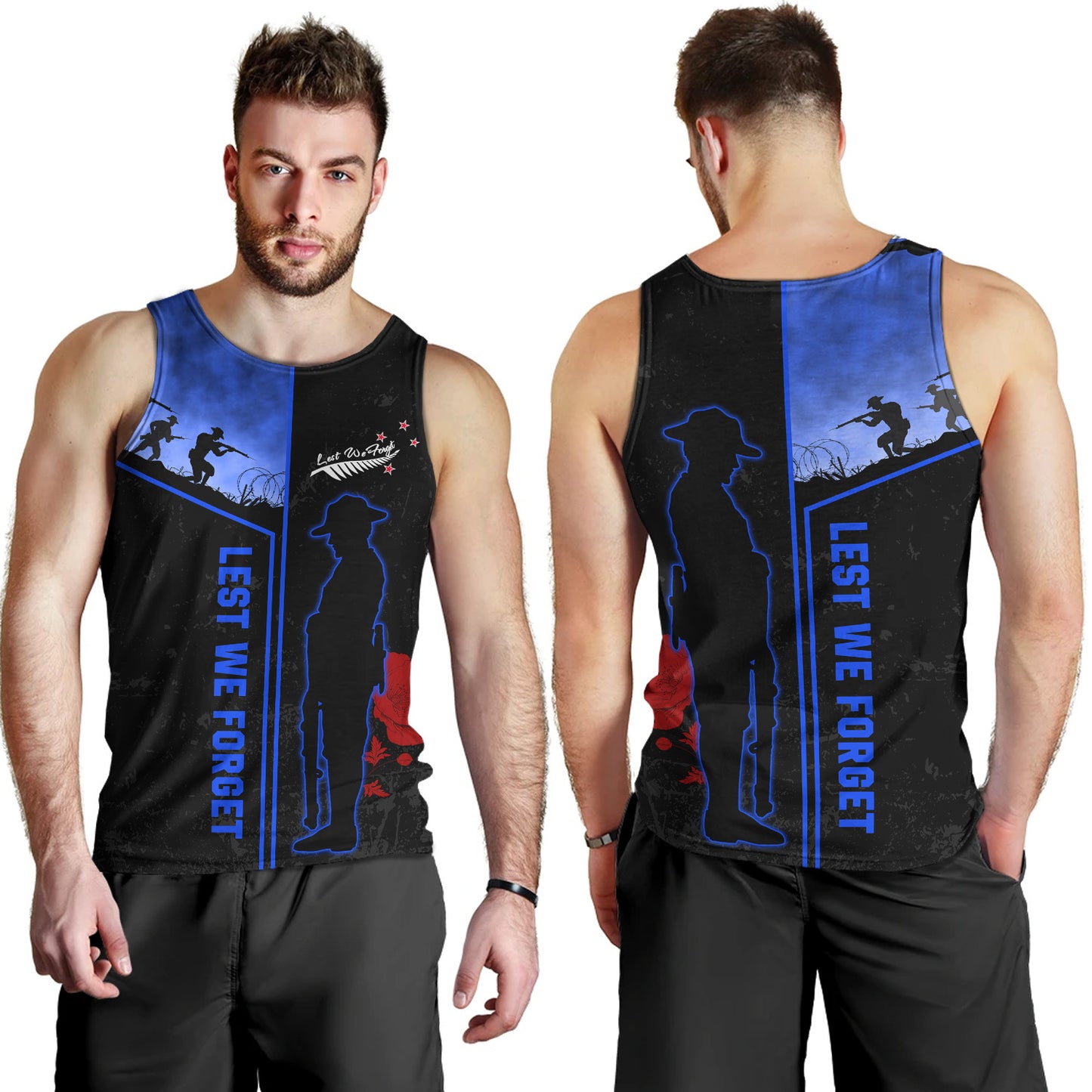 New Zealand Tank Top Anzac Day Lest We Forget Poppy Flower Symbol