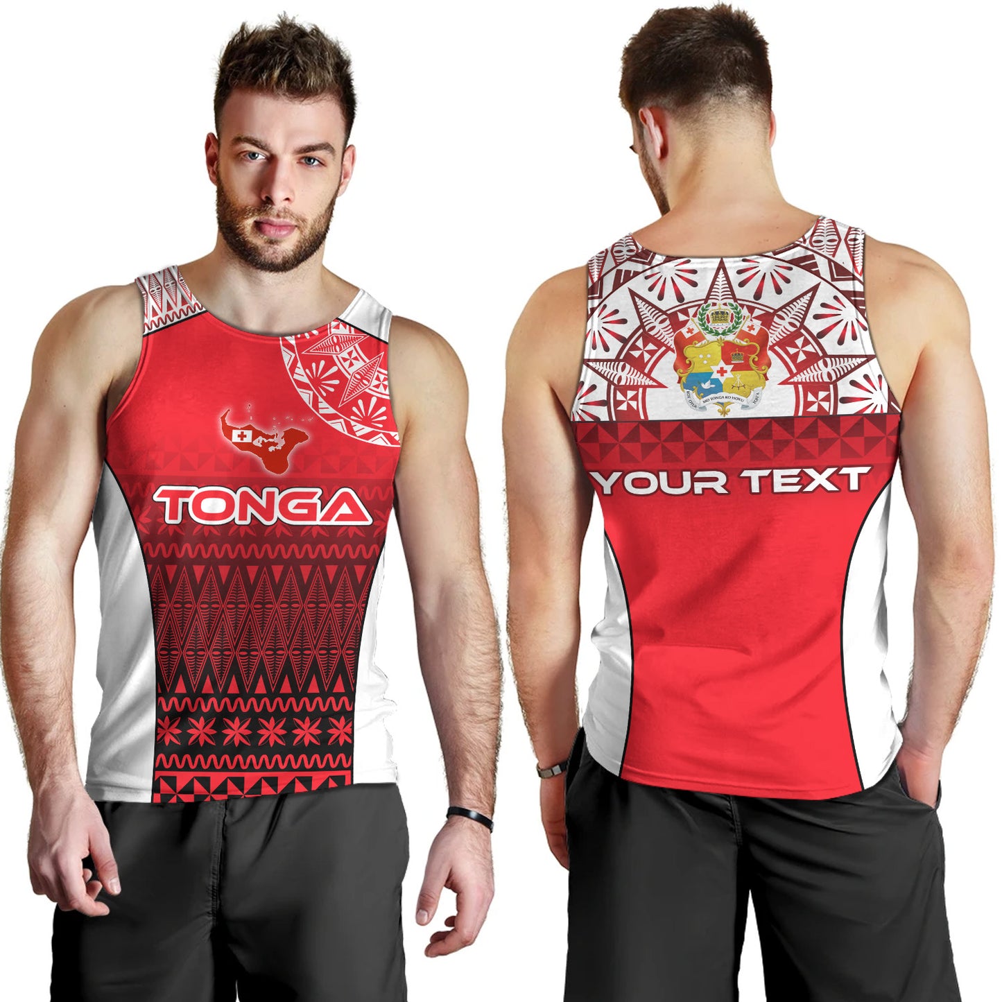 Tonga Custom Personalised Tank Top Map Tongan Ngatu Gradient Style