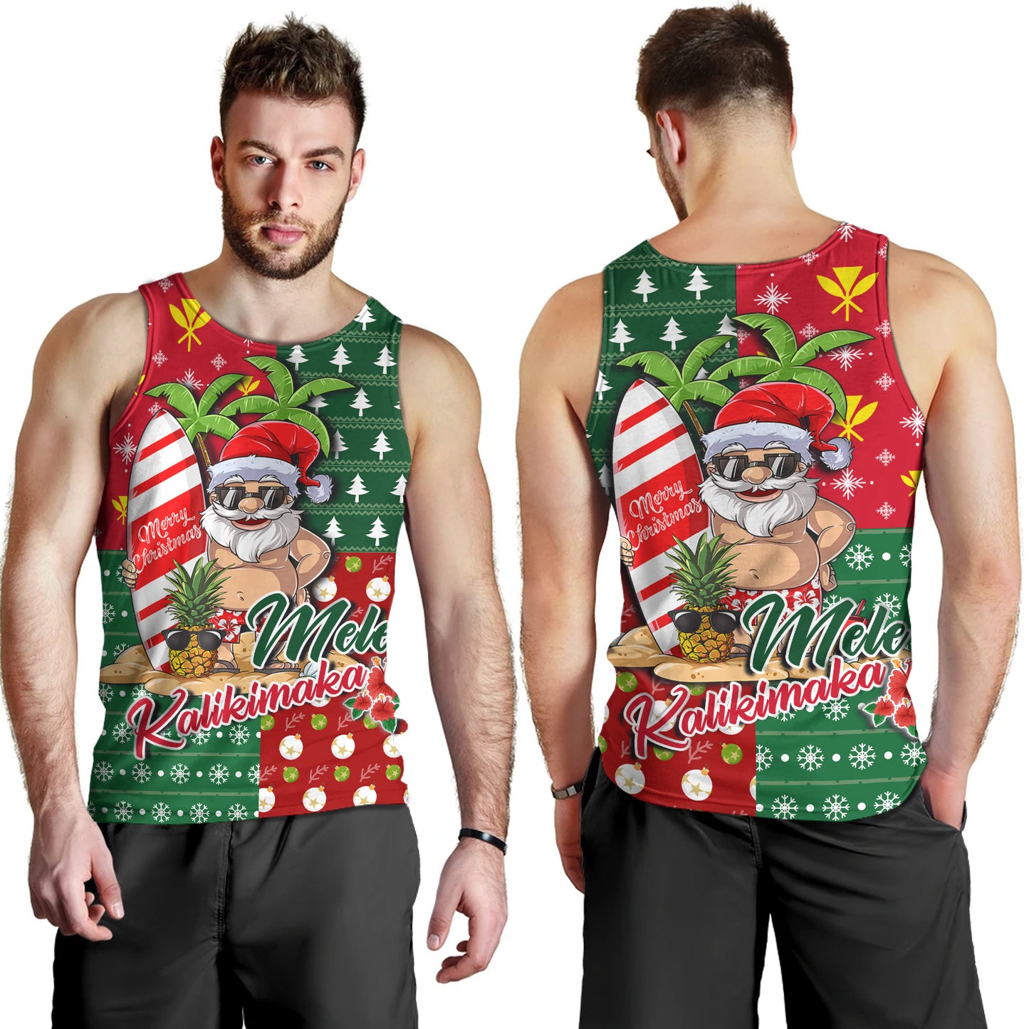 Hawaii Tank Top Mele Kalikimaka Hawaii Christmas Patterns