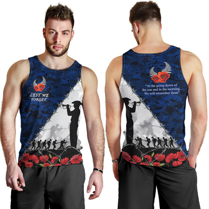 New Zealand Tank Top Anzac Day Poppy Flower And Barbed Wire