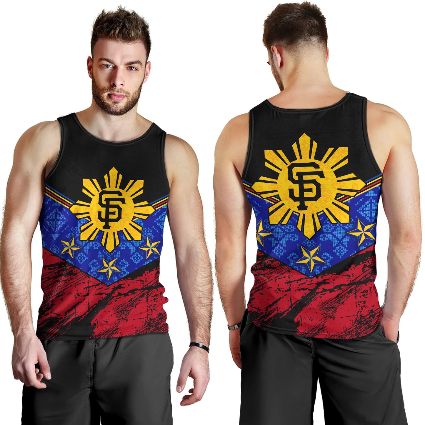 Philippines Filipinos Tank Top San Francisco Filipino Grunge Brush Stroke Style