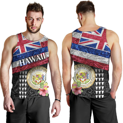Hawaii Tank Top Hawaiian Flag Polynesian Tribal Hibiscus Style