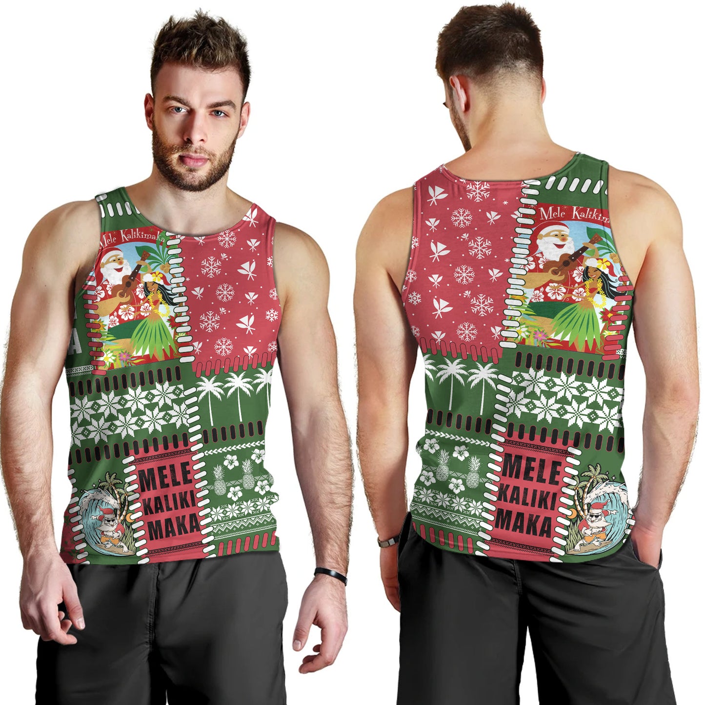 Hawaii Tank Top Santa Surfing Mele Kalikimaka Kanaka Maoli