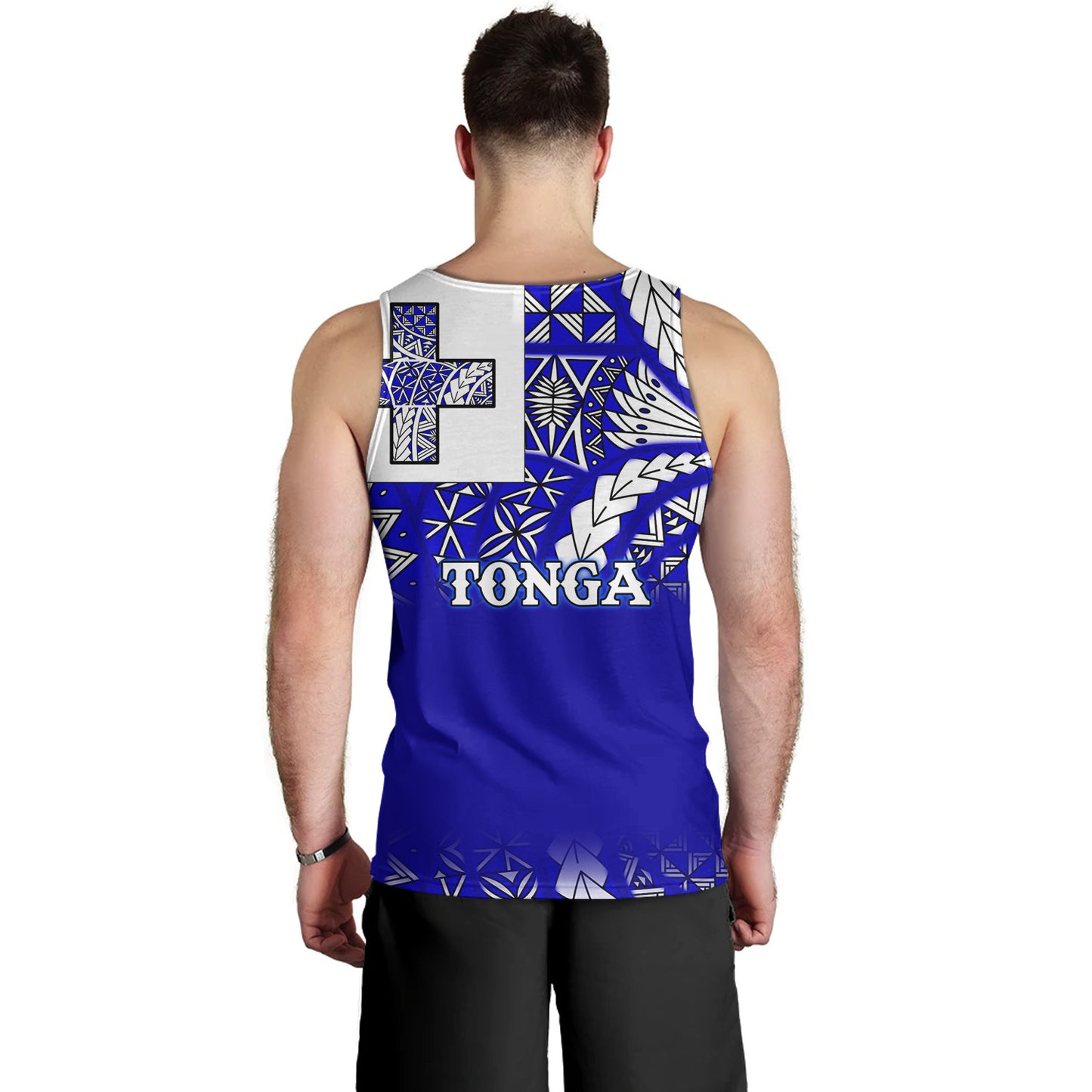 Tonga Tank Top Tonga Blue Color With Traditional Patterns