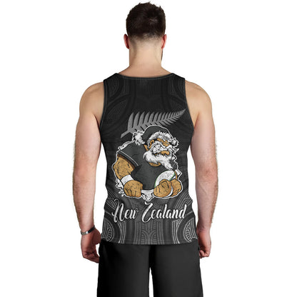 New Zealand Tank Top Hari Kirihimete Rugby Santa Style