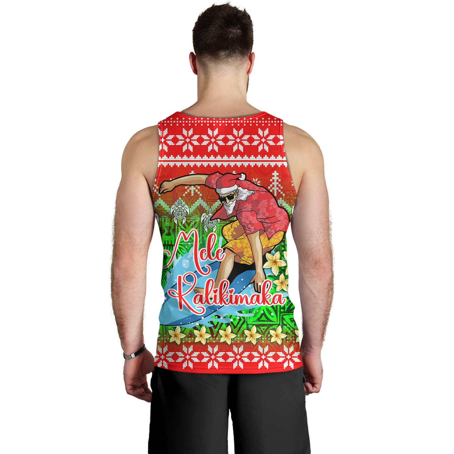 Hawaii Tank Top Santa Surfing Mele Kalikimaka Style