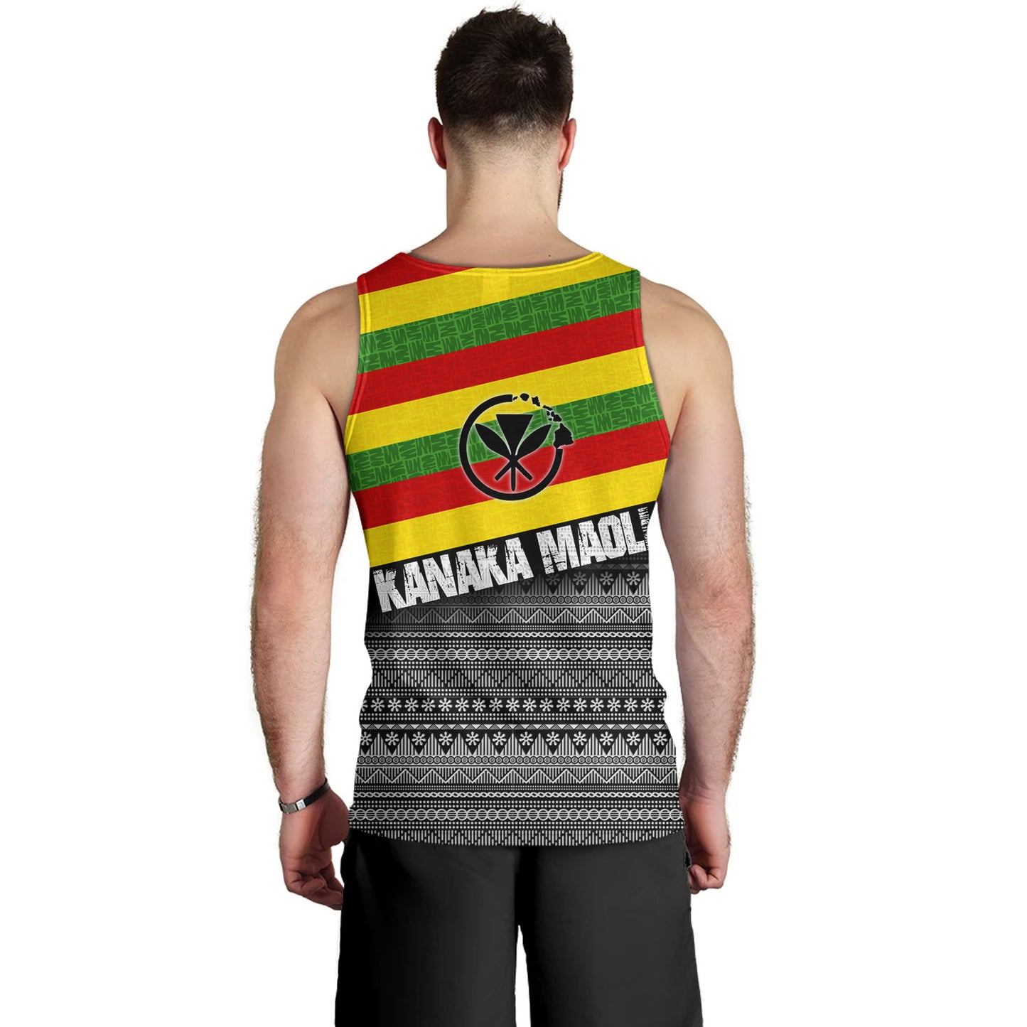 Hawaii Tank Top Kanaka Maoli Flag Polynesian Tribal Patterns Grunge Style