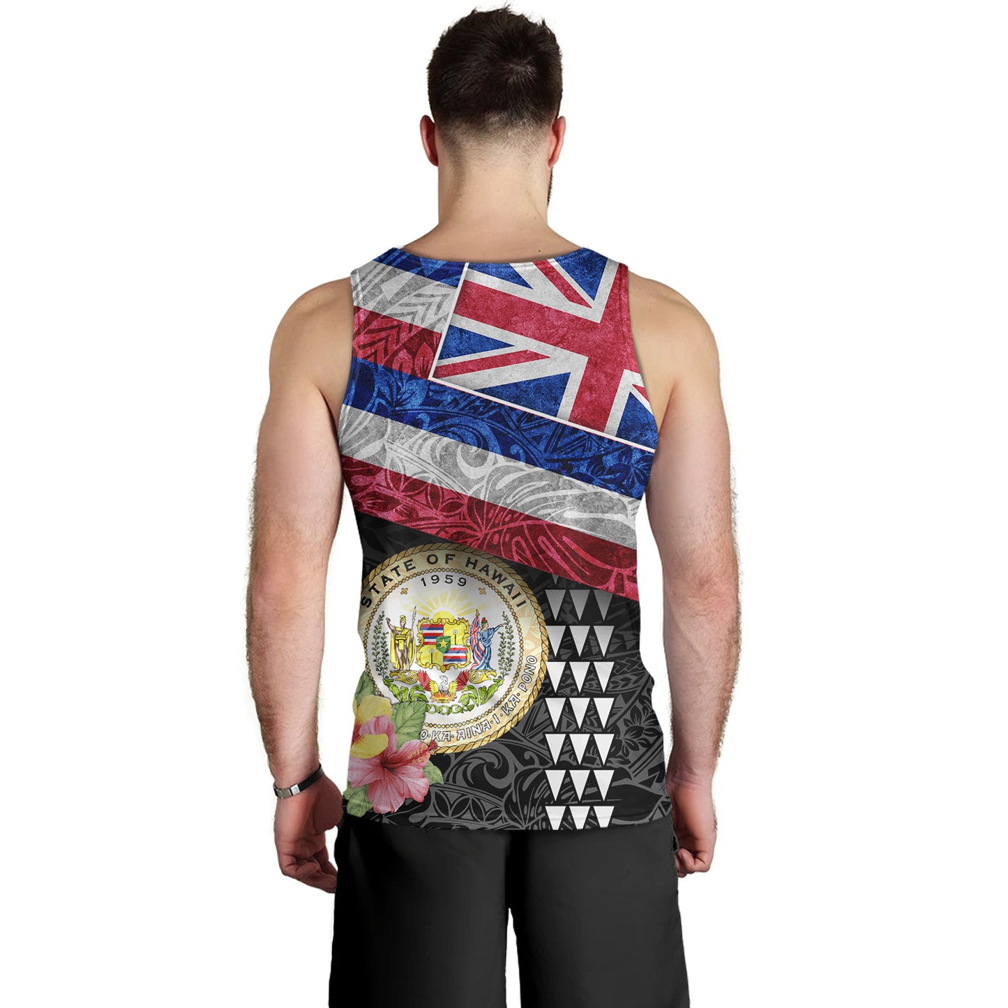 Hawaii Tank Top Hawaiian Flag Polynesian Tribal Hibiscus Style