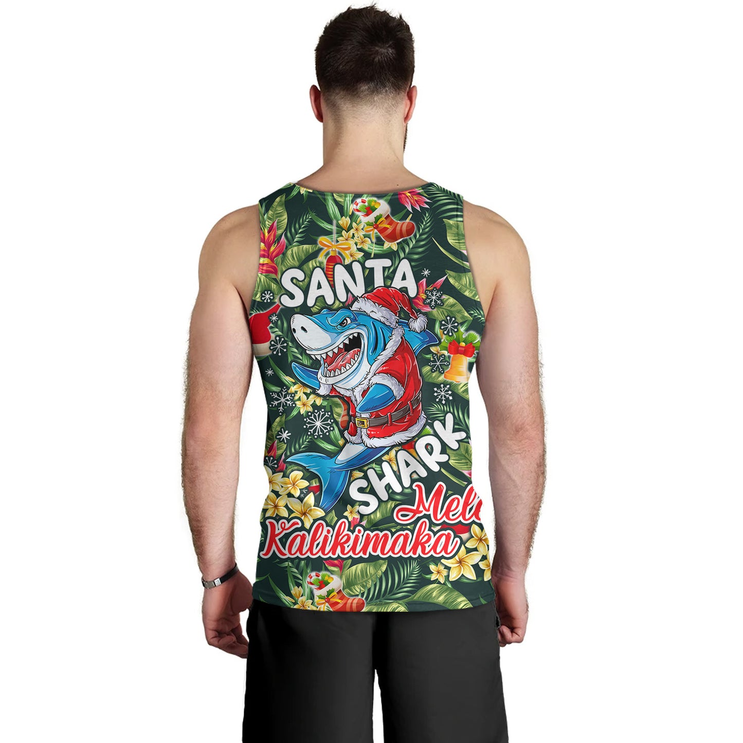 Hawaii Tank Top Mele Kalikimaka Santa Shark Tropical Style