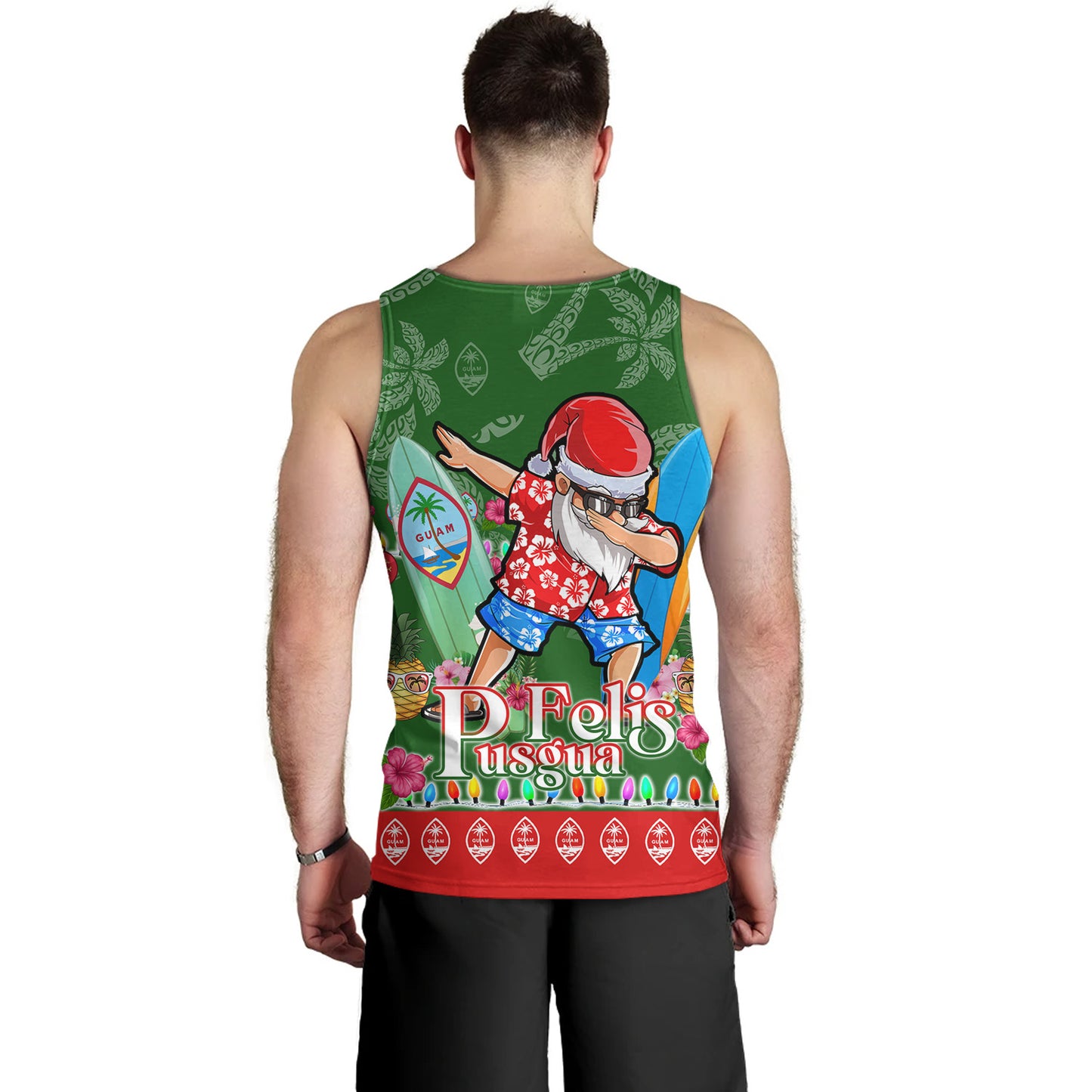 Guam Tank Top Felis Pusgua Tropical Xmas Patterns