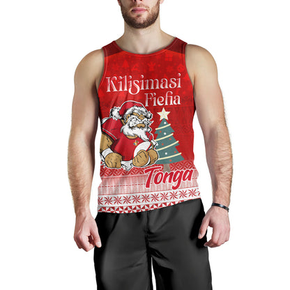 Tonga Tank Top Kilisimasi Fiefia Rugby Santa Style