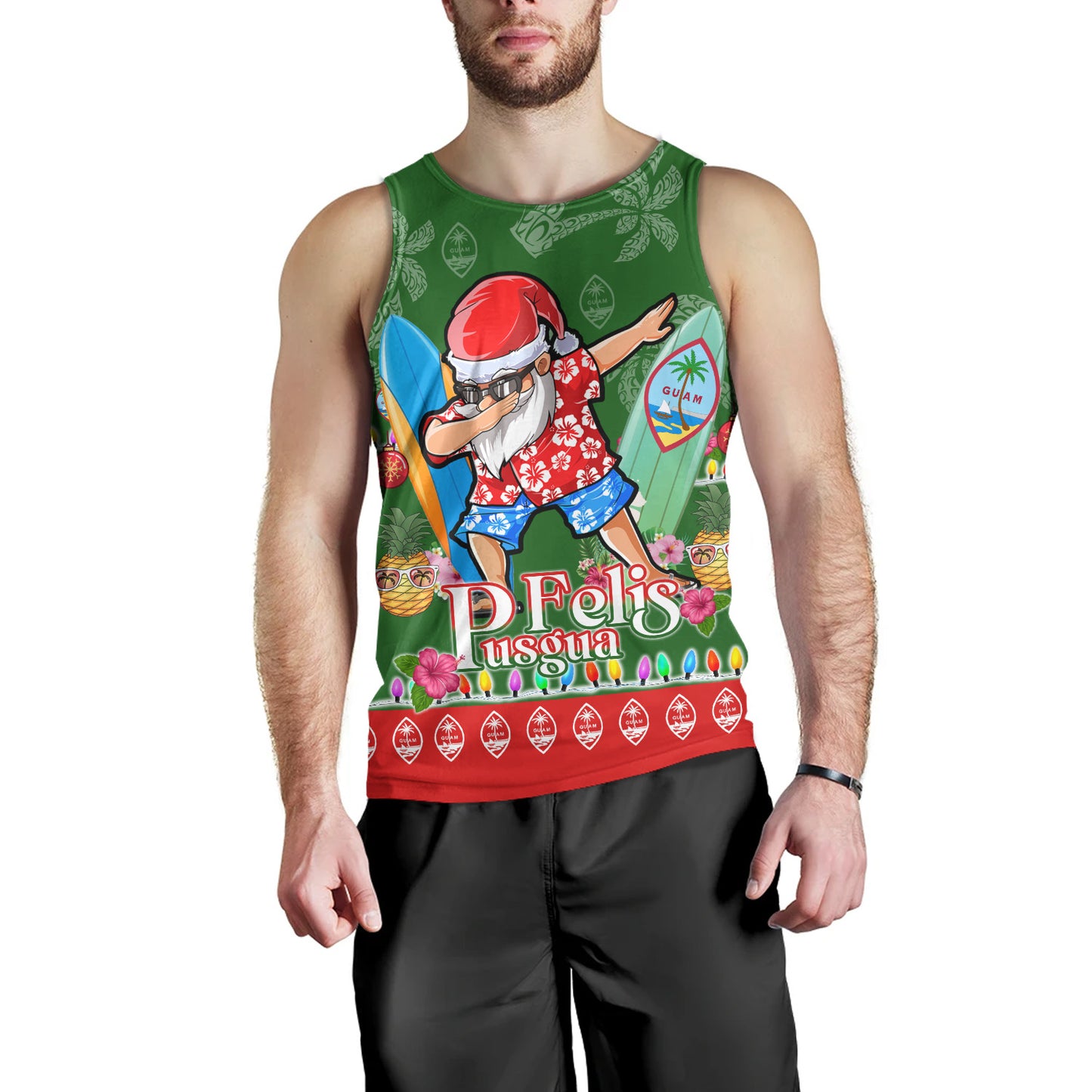 Guam Tank Top Felis Pusgua Tropical Xmas Patterns