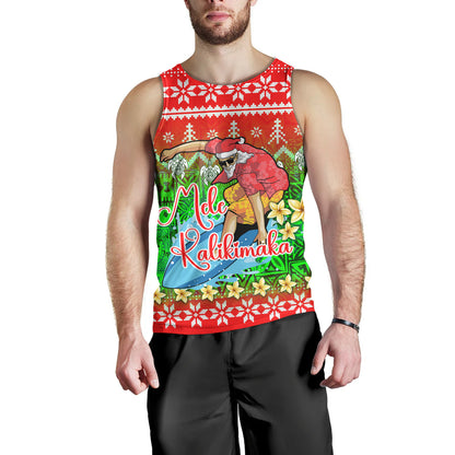 Hawaii Tank Top Santa Surfing Mele Kalikimaka Style