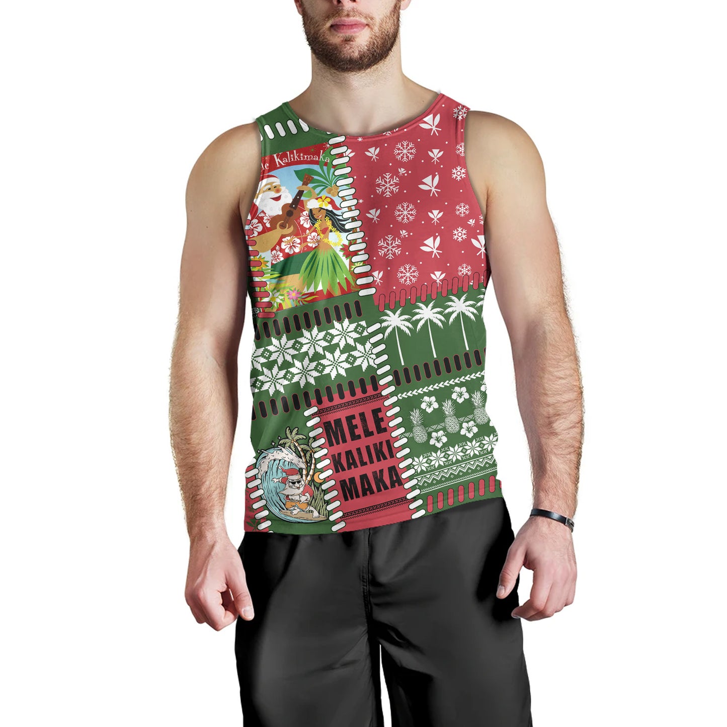 Hawaii Tank Top Santa Surfing Mele Kalikimaka Kanaka Maoli