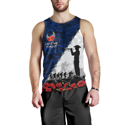 New Zealand Tank Top Anzac Day Poppy Flower And Barbed Wire