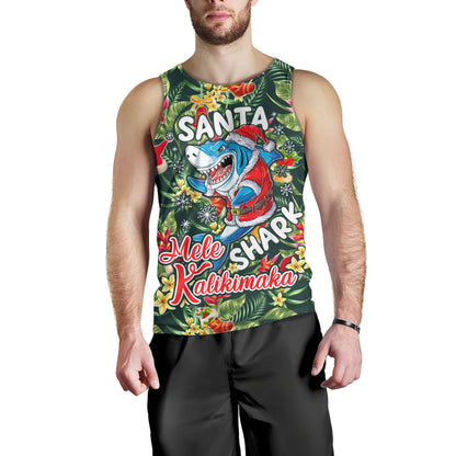 Hawaii Tank Top Mele Kalikimaka Santa Shark Tropical Style